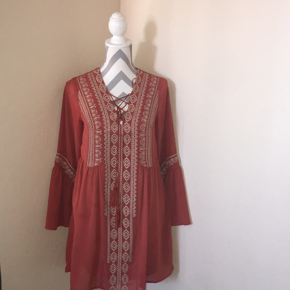 Burnt Orange Bohemian Dress